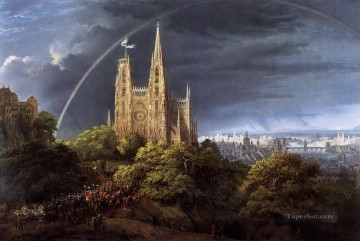 Karl Friedrich Schinkel Medieval City on a River Oil Paintings